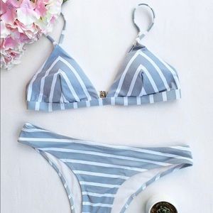 Cupshe Sea Of Me Stripe Bikini Set
